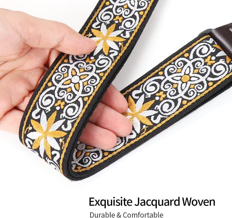 EYESHOT Ukulele Strap No Drill, Adjustable Double J Hook Clip on Uke Shoulder Strap, Hawaiian Jacquard Kind Style Hands Free Ukelele Strap, Easy to Use and Fit Most Standard Uke Sizes - Image 4